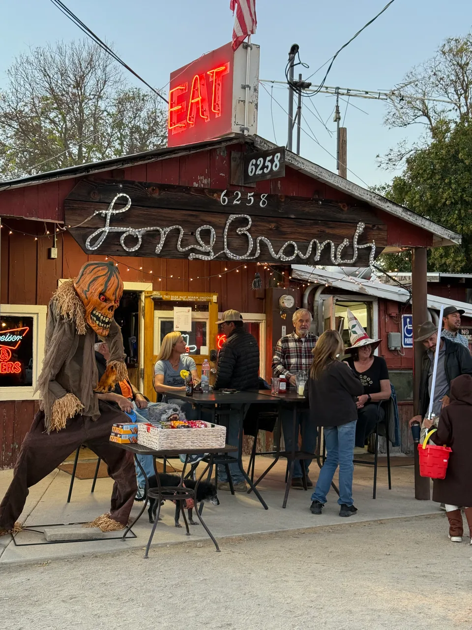 The Long Branch saloon in Creston — local dining and community events near Horsetail Ranch